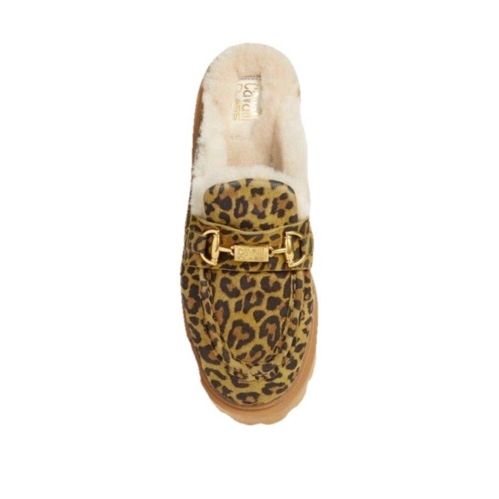 Cavalli Class Cortina Mule Loafer Faux Fur Lug Sole Leopard EU 39 US 8.5 $590